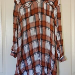 Charlotte Russe Orange and White Plaid Backless Dress